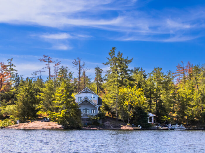 A heritage cottage exterior in cottage country