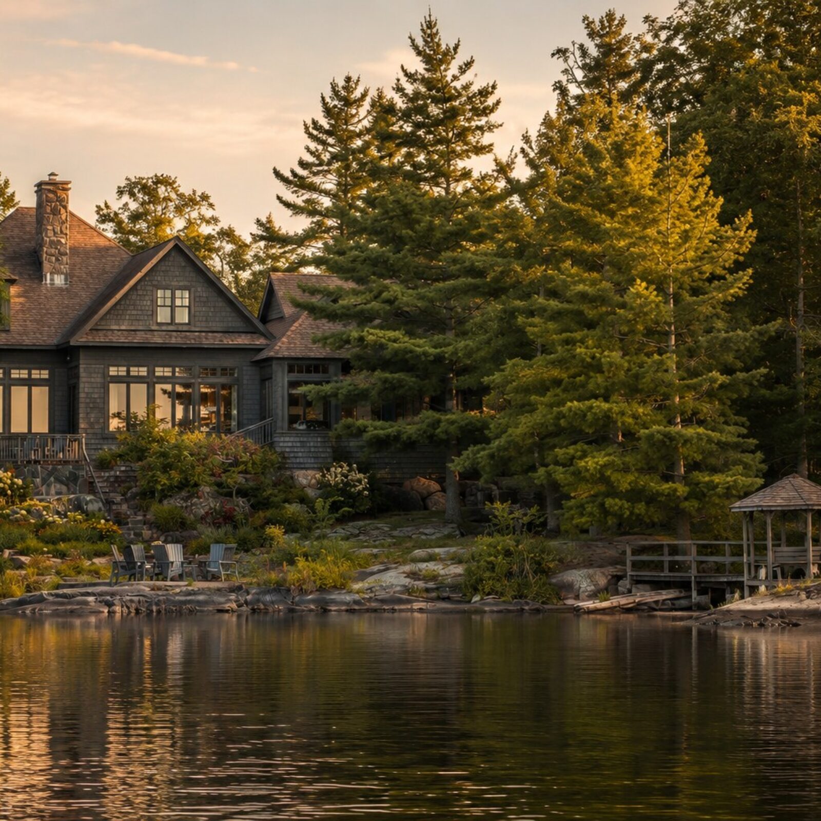 A KLC home on the lake at golden hour